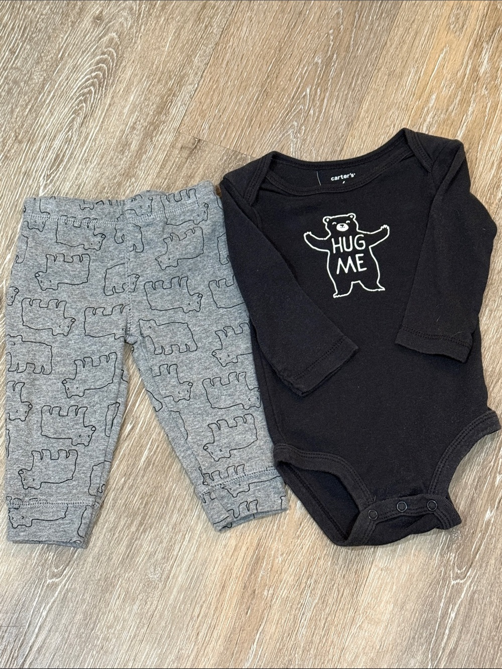 Carters Baby Boy Long Sleeve Hug Me Bear Onesie Pants Bodysuit Outfit Lot 3M - Picture 5 of 16
